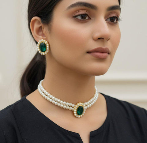 Pearl Oval Choker Set