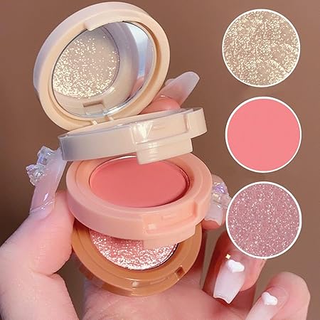 Mocallure 3 In 1 Mini Portable Makeup Palette Highlighter and Blush