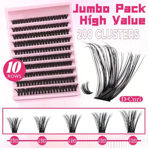 Individual Lashes 8-16mm 200pcs Cluster Lashes Natural Look Mixed Tray DIY Eyelash Extension Volume Lash Clusters Eyelashes Long