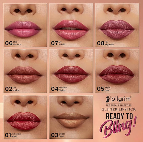 Pilgrim Glitter Lipstick 8pecs