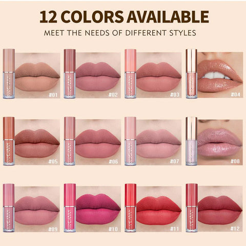 Velvet Matte Lip Gloss Set of 12- HANDAIYAN