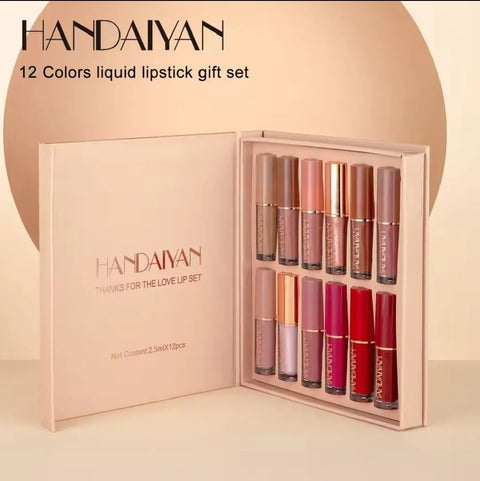 Velvet Matte Lip Gloss Set of 12- HANDAIYAN